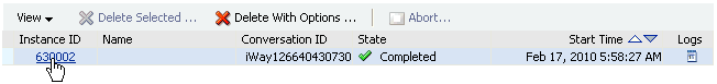 Instances tab Instances tab