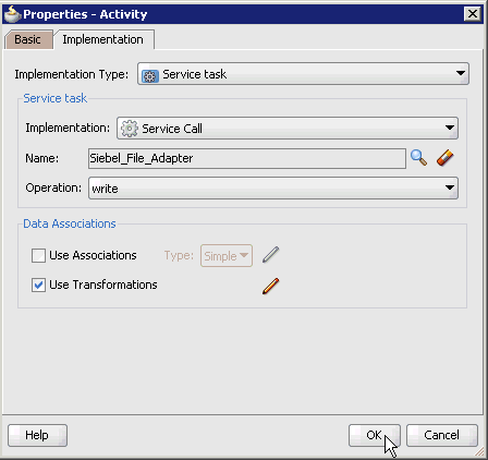 Properties - Activity dialog Properties - Activity dialog
