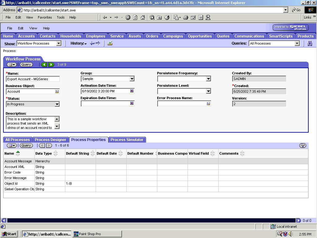 The Process Properties tab The Process Properties tab