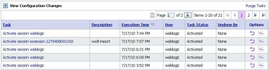 View Configuration Changes page View Configuration Changes page