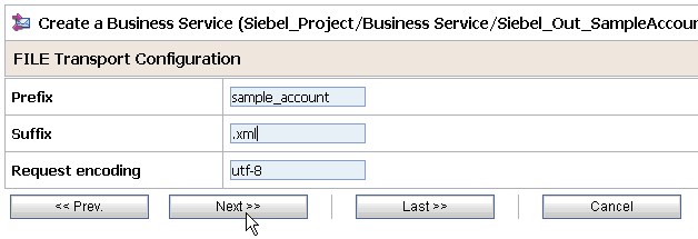 FILE Transport Configuration page FILE Transport Configuration page