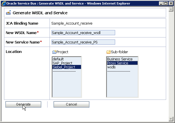 Generate WSDL and Service page Generate WSDL and Service page