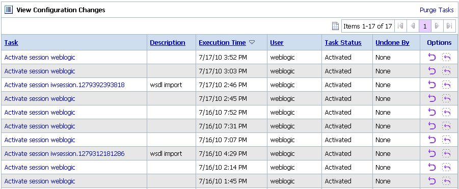 View Configuration Changes page View Configuration Changes page