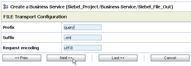 FILE Transport Configuration page FILE Transport Configuration page