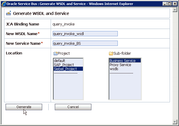 Generate WSDL and Service page Generate WSDL and Service page