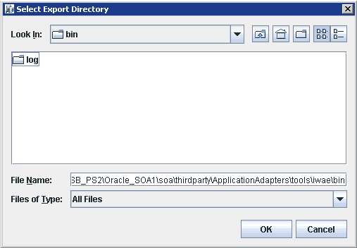 Select Export Directory dialog Select Export Directory dialog