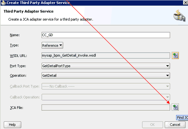 Create Third Party Adapter Service dialog box Create Third Party Adapter Service dialog box