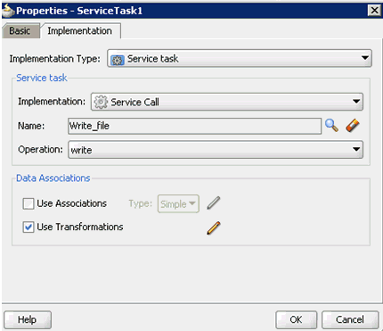 Properties - ServiceTask1 dialog Properties - ServiceTask1 dialog