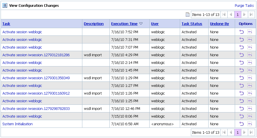 View Configuration Changes page View Configuration Changes page