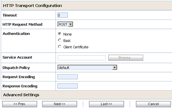 HTTP Transport Configuration HTTP Transport Configuration