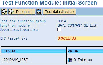 Test Function Module: Initial Screen window Test Function Module: Initial Screen window