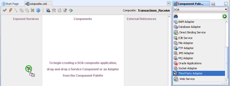 Exposed Services pane Exposed Services pane