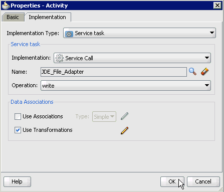 Properties - Activity dialog Properties - Activity dialog