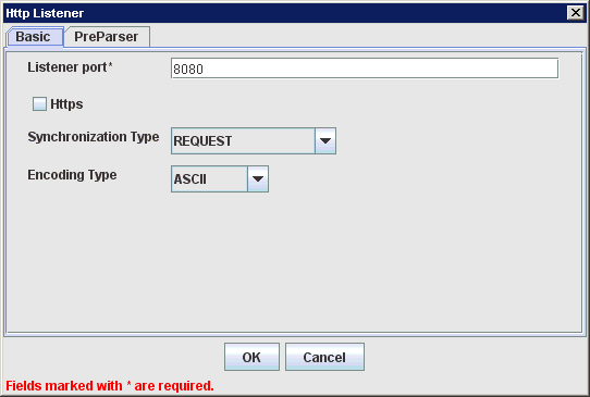 Http Listener dialog Http Listener dialog