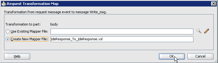 Request Transformation Map dialog box Request Transformation Map dialog box