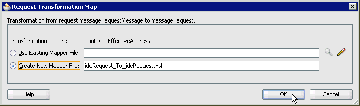 Request Transformation Map dialog box Request Transformation Map dialog box