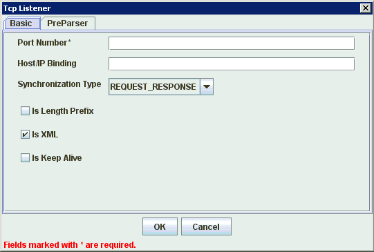 Tcp Listener dialog box Tcp Listener dialog box