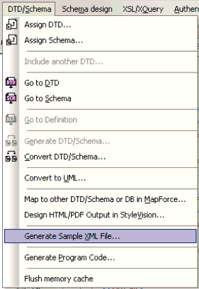 Generate Sample XML File option Generate Sample XML File option