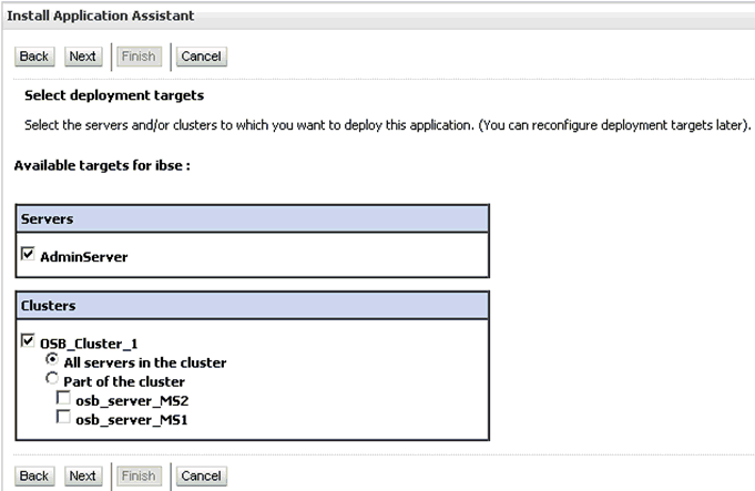 Select deployment targets page Select deployment targets page