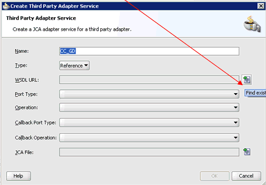 Create Third Party Adapter Service dialog box Create Third Party Adapter Service dialog box