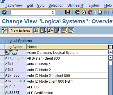 Change View "Logical Systems" window Change View "Logical Systems" window