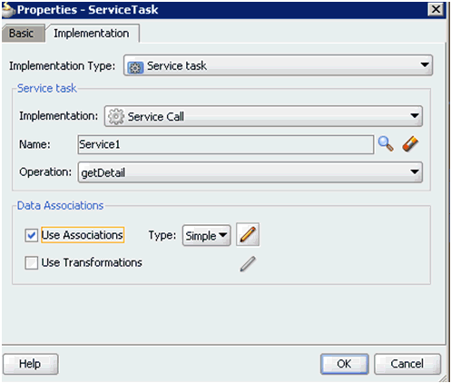 ServiceTask dialog ServiceTask dialog