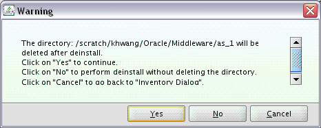 Deinstallation Warning Screen Deinstallation Warning Screen
