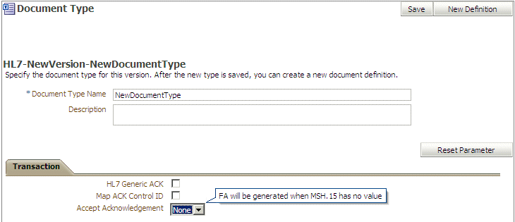 Document type parameters Document type parameters