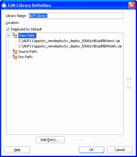 Edit Library Definition dialog. Edit Library Definition dialog.