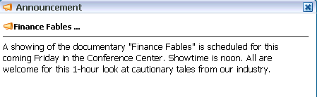 Announcement accessed from Task Flow Announcement accessed from Task Flow