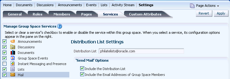Configuring the Group Space Mail Distribution List Configuring the Group Space Mail Distribution List