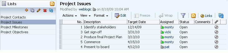 Selecting a list in the List Manager Selecting a list in the List Manager