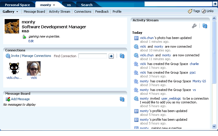 A user&rsquo;s default People Connections page