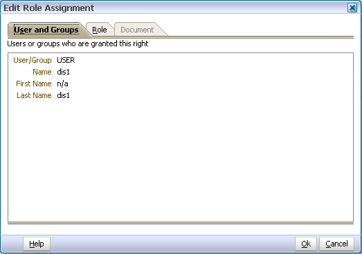 Edit Role Assignment dialog Edit Role Assignment dialog