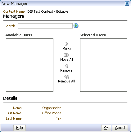 New Manager dialog New Manager dialog