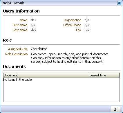 Right Details dialog Right Details dialog