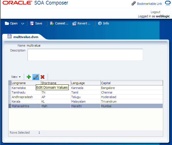 Highlighted Edit Domain Values Icon in SOA Workspace Highlighted Edit Domain Values Icon in SOA Workspace