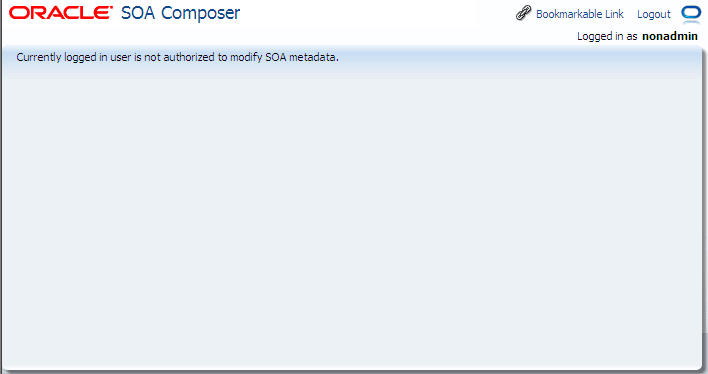 SOA Composer invalid user screen SOA Composer invalid user screen