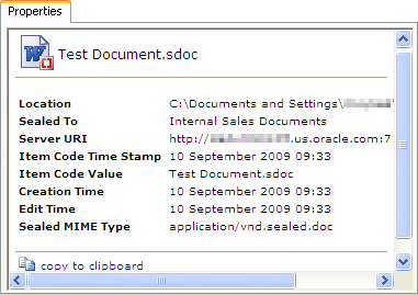 Properties tab Properties tab