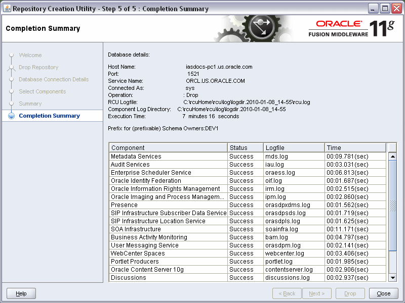 rcu repository creation complete screen rcu repository creation complete screen