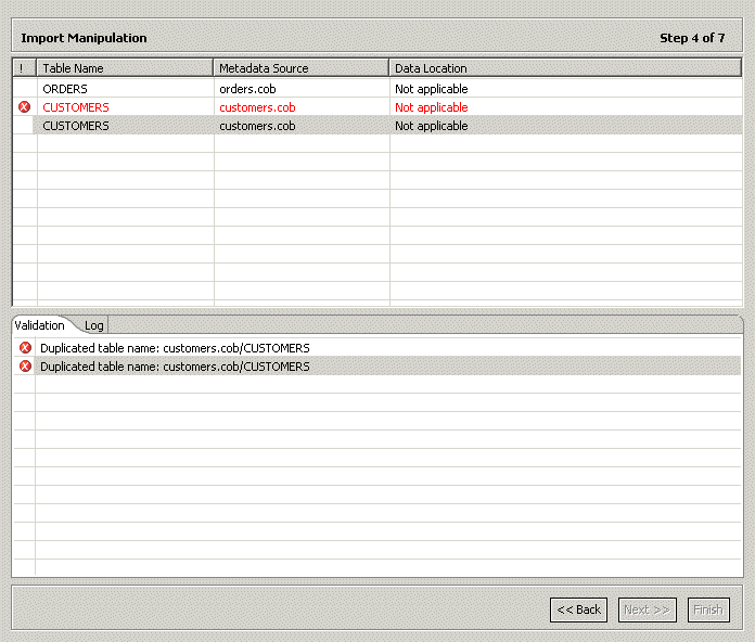 Import manipulation screen Import manipulation screen
