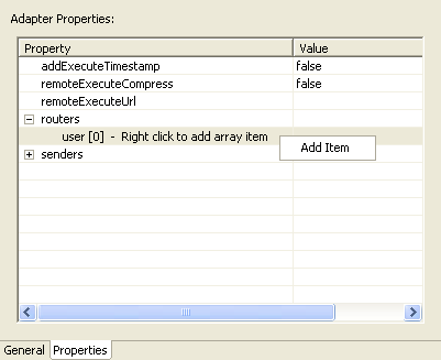 The Tuxedo events adapter Properties tab The Tuxedo events adapter Properties tab