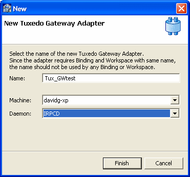 Adding a Tuxedo Gateway adapter Adding a Tuxedo Gateway adapter