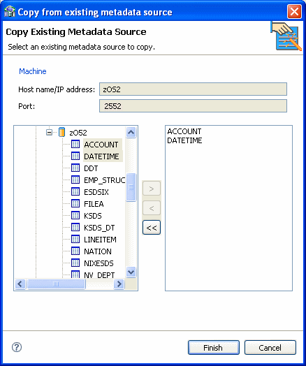 Copy Existing Metadata Source screen. Copy Existing Metadata Source screen.