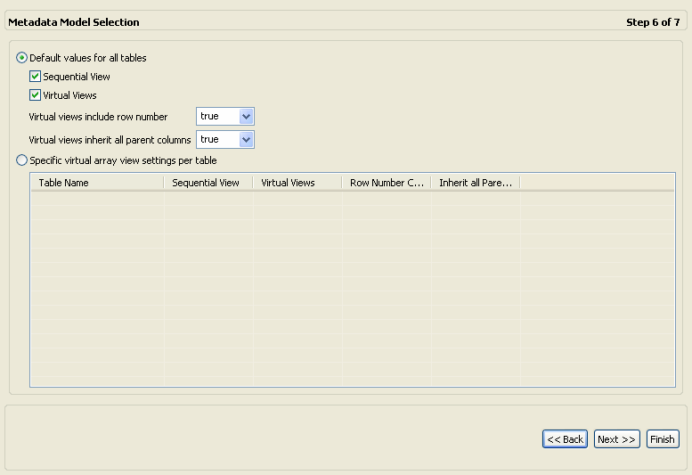 The image shows the Metadata Model Selection screen. The image shows the Metadata Model Selection screen.