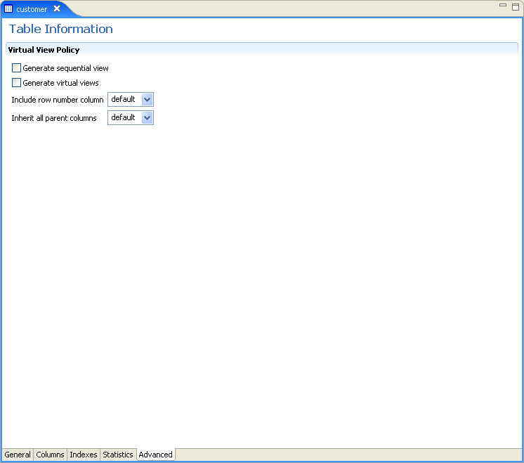 Data Source Advanced tab Data Source Advanced tab