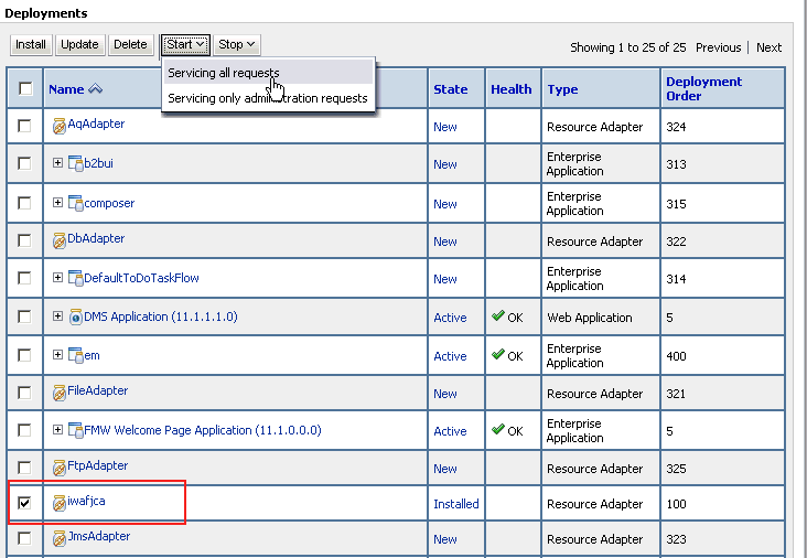 Deployments page Deployments page
