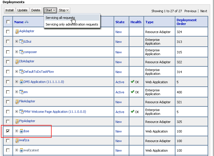 Deployments page Deployments page
