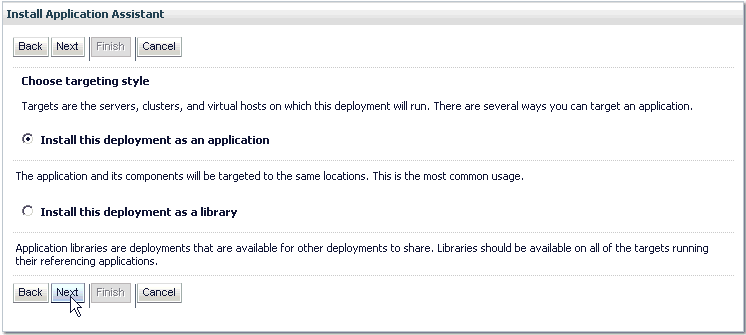 Choose Targeting Style page Choose Targeting Style page