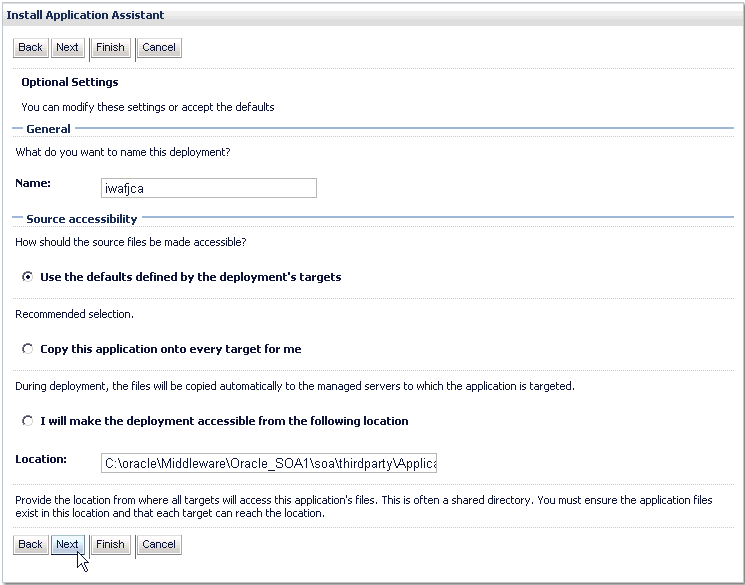 Optional Settings page Optional Settings page